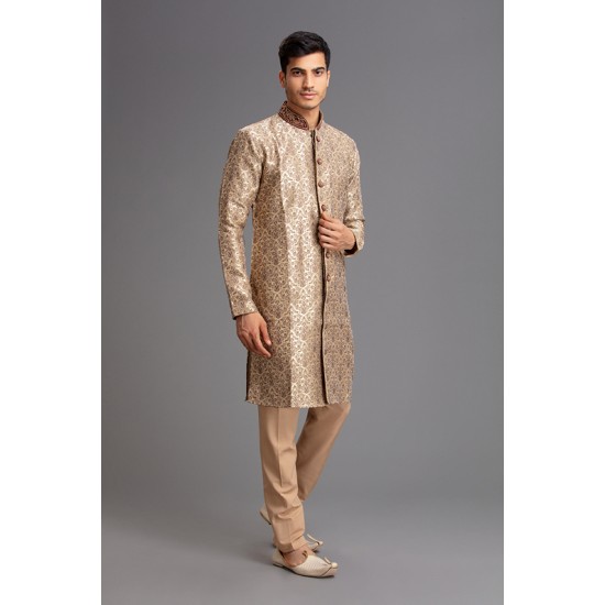 Gold Sherwani Men's Wedding Suit 