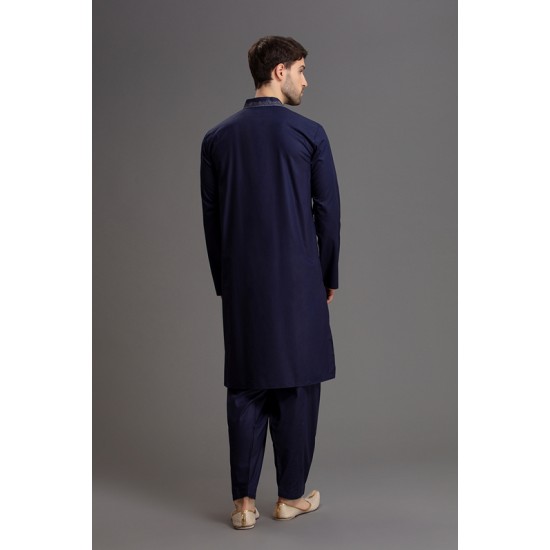 NAVY BLUE DESIGNER MEN'S KURTA SHALWAR