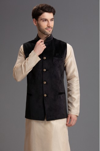 BLACK PAKISTANI READYMADE WAISTCOAT