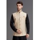 Cream Gold Stylish Waistcoat For Men  