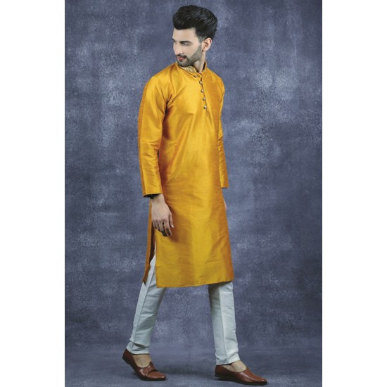 Mustard Indian Men Kurta Wedding Mayoun Kurta