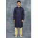 Navy Blue Gold Indian Kurta Pajama Mens Ethnic Clothing 