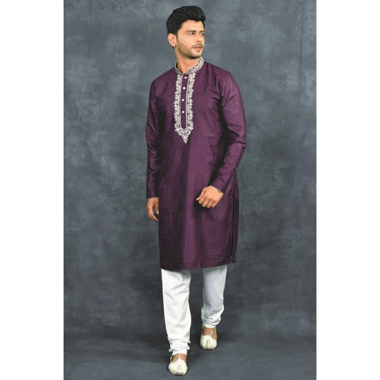 Purple Indian Kurta Festive Menswear Suit