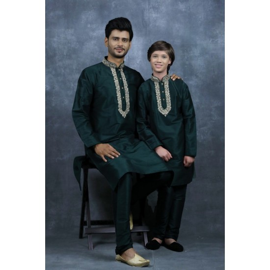 Dark Green Premium Mens Kurta Pajama Set