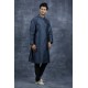 Grey Black Kurta Pajama Indian Mens Festive Attire
