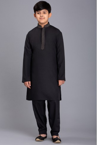 BLACK PATHAN STYLE PAKISTANI BOYS SHALWAR KAMEEZ SUIT