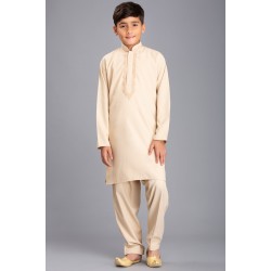 BEIGE PAKISTANI SALWAR KAMEEZ BOYS SUIT FOR EID