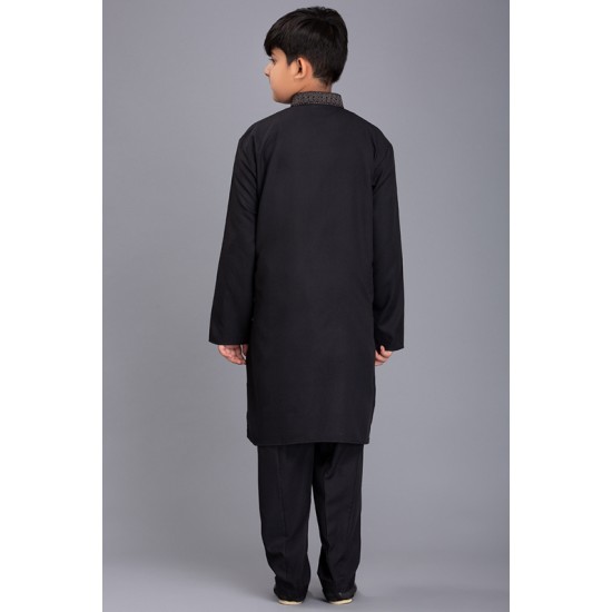 BLACK PATHAN STYLE PAKISTANI BOYS SHALWAR KAMEEZ SUIT