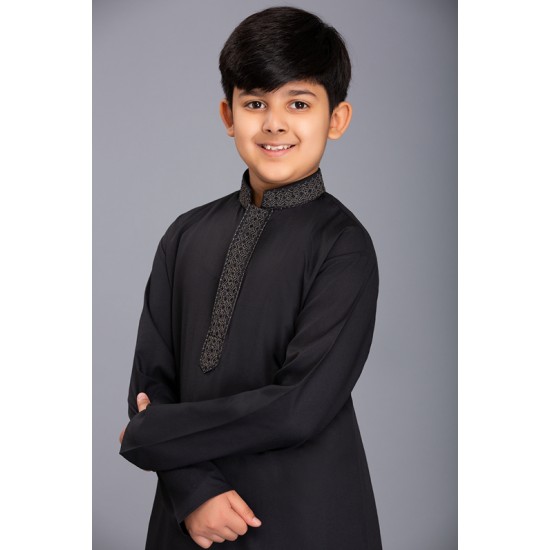 BLACK PATHAN STYLE PAKISTANI BOYS SHALWAR KAMEEZ SUIT