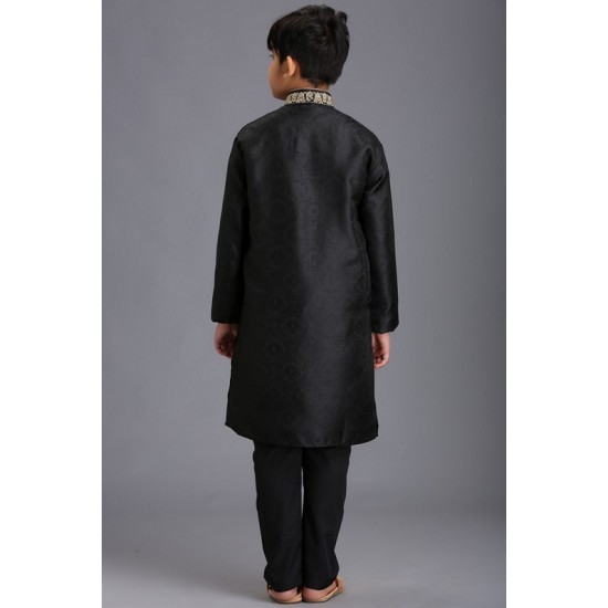 BLACK PAKISTANI DESIGNER BOYS KURTA SHALWAR 