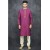 Plum & Off White Embroidered Men's Kurta Pajama Set