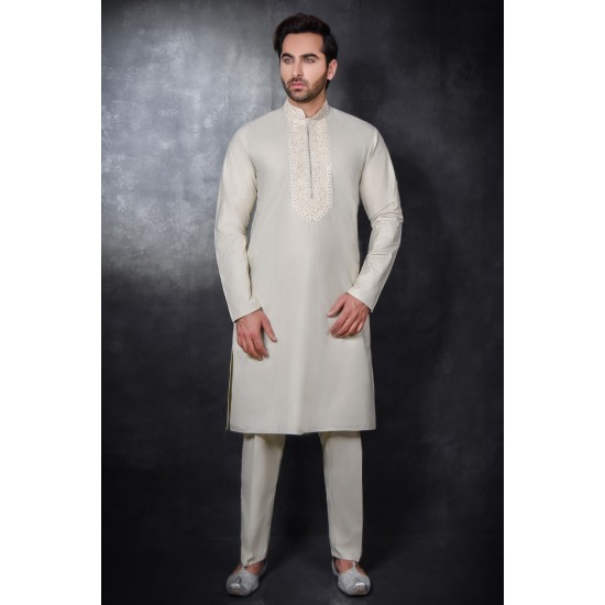 Off White Indian Kurta Mens Shalwar Kameez