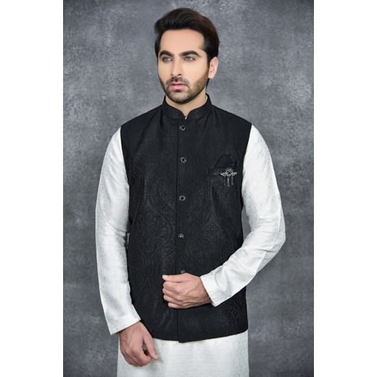 BLACK EID SMART FESTIVE MEN'S WAISTCOAT