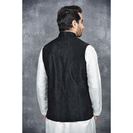 BLACK EID SMART FESTIVE MEN'S WAISTCOAT