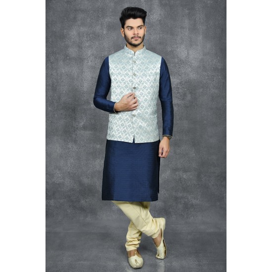 LIGHT GREY INDIAN PAKISTANI MEN'S ETHNIC WAISTCOAT