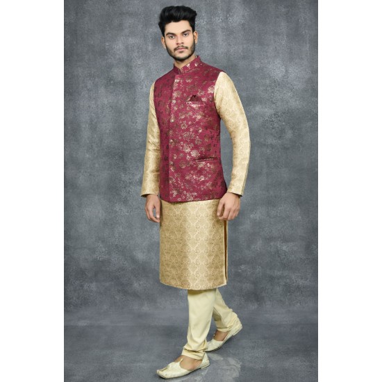MAROON INDIAN NEHRU MEN'S JACKET 