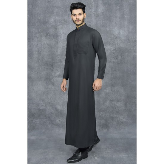 Mens JubbaThobes Black Emirati Style Kaftan