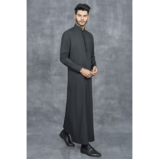 Mens JubbaThobes Black Emirati Style Kaftan