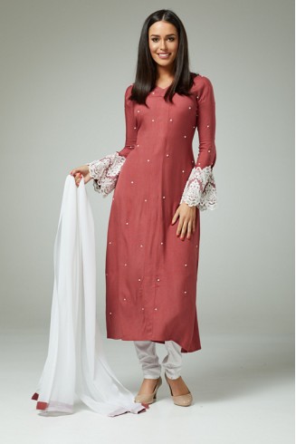 Rose Pink Fancy Pakistani Suit Churidar Dress