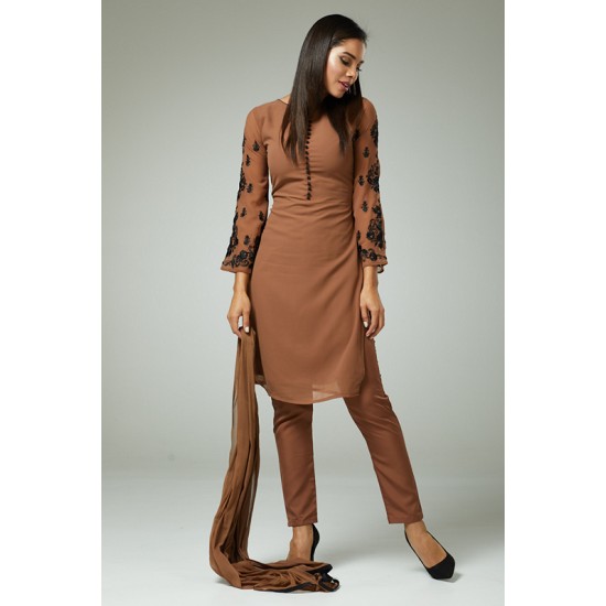 BROWN PUNJABI SUITS READYMADE PARTY OUTFITS