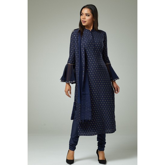 NAVY BLUE DESIGNER PARTY WEAR CHURIDAR SUIT