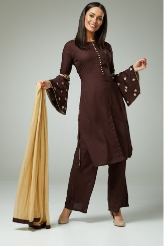 CHOCO ASYMMETRICAL BOLD DESIGNER READYMADE SALWAR SUIT