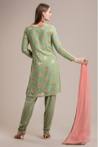 Green Party Dress Salwar Kameez Readymade 