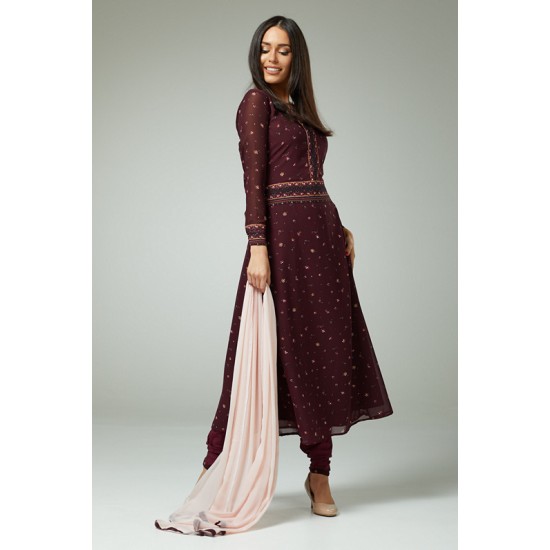 UNIQUE MAROON INDIAN READYMADE EID SALWAR KAMEEZ