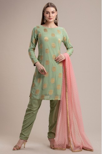Green Party Dress Salwar Kameez Readymade 