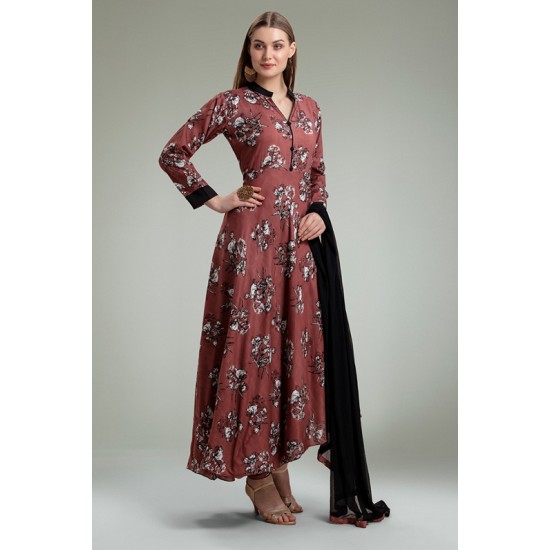 ROSE PINK FLORAL PRINTED MAXI GOWN