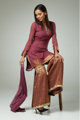PLUM INDIAN FESTIVE GHARARA SUIT