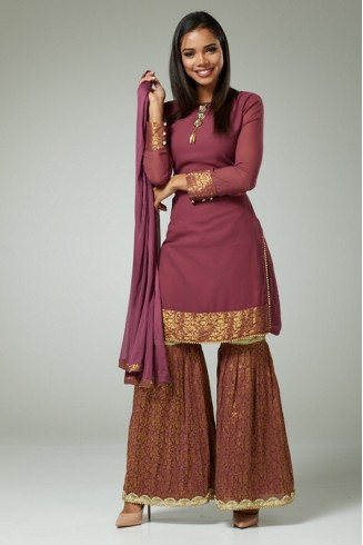 PLUM INDIAN FESTIVE GHARARA SUIT