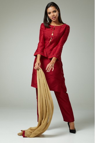 CLASSIC MAROON STRAIGHT CUT READYMADE SUIT