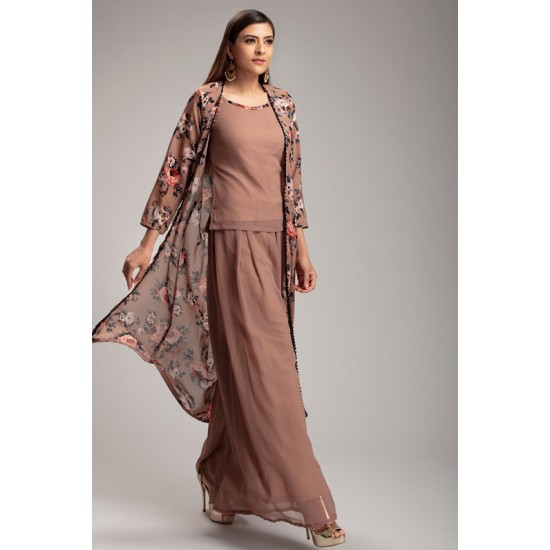 STUNNING NEW PAKISTANI DESIGNER PALAZZO PRINTED JACKET DRESS