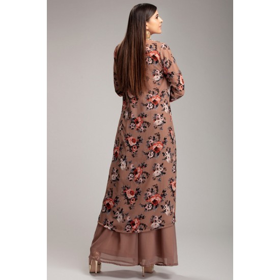 STUNNING NEW PAKISTANI DESIGNER PALAZZO PRINTED JACKET DRESS
