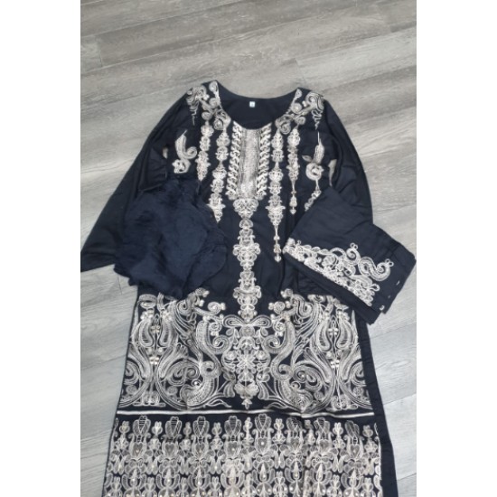 Black Lawn Embroidered Pakistani Salwar Suit