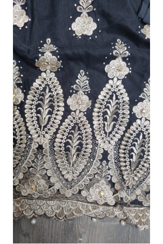 Black Net Pakistani Designer Party Suit