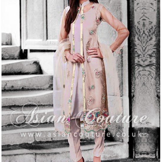 BEIGE CHIFFON READY MADE SALWAR KAMEEZ