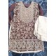 Brown Embroidered Girls Party Wear Dress