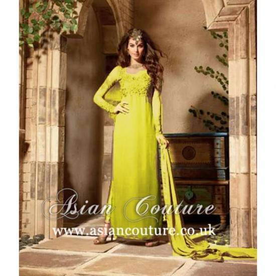 LEMON COLOUR DESIGNER INDIAN PARTY WEAR SUIT
