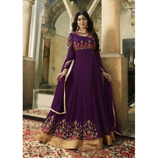PURPLE INDIAN PARTY AND WEDDING ANARKALI GOWN
