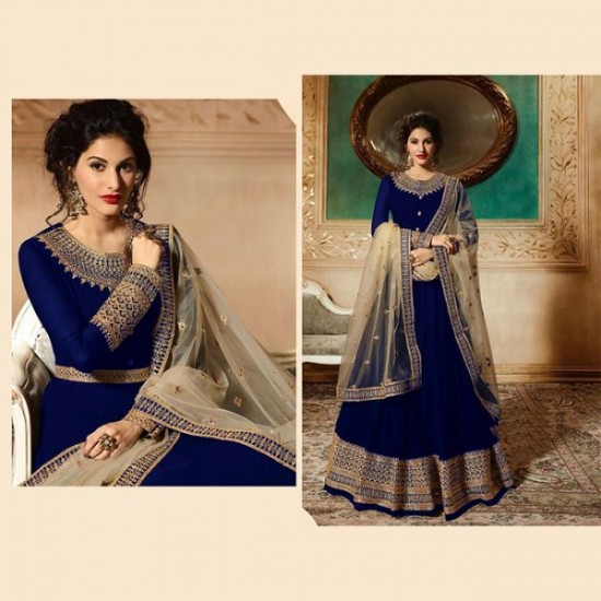 NAVY BLUE LONG DESIGNER DRESS SUIT