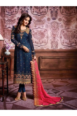 SERENITY BLUE AMIRAH INDIAN BOLLYWOOD STYLE CHURIDAAR SUIT