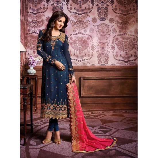 SERENITY BLUE AMIRAH INDIAN BOLLYWOOD STYLE CHURIDAAR SUIT