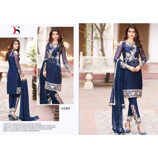 ZDS47002 BLUE NISHWA REPLICA PAKISTANI STYLE SALWAR KAMEEZ 