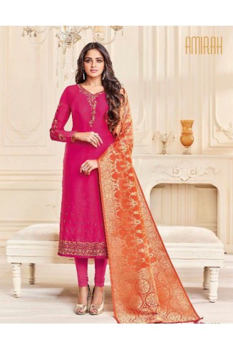Pink Straight Indian Party Wear Churidar Suit