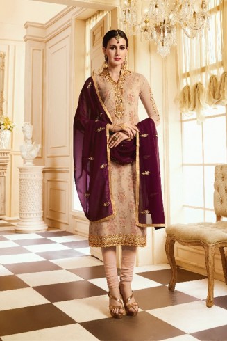 Beige Maroon Wedding Salwar Suit 