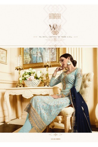 Sky Blue Designer Wedding Salwar Suit 
