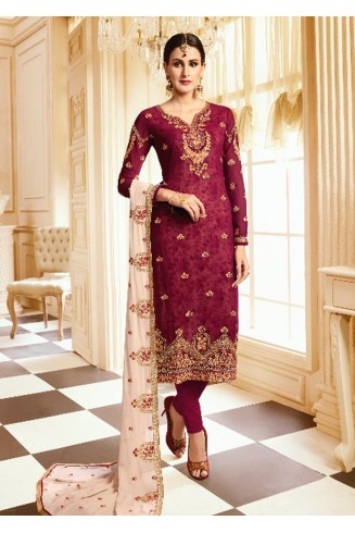 Maroon Designer Wedding Salwar Suit 