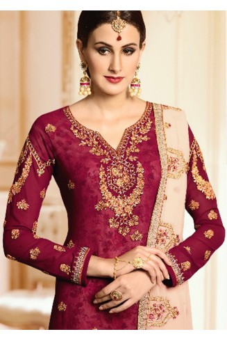 Maroon Designer Wedding Salwar Suit 